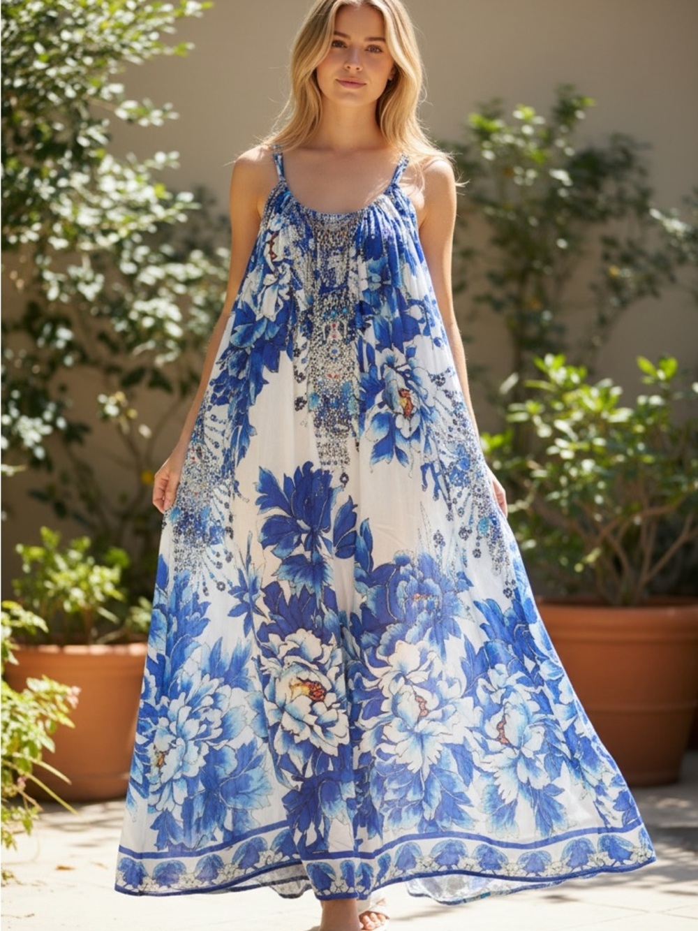 💙 Camilla Embellished Silk Halter Dress | Crystal Detail | One Size 💙